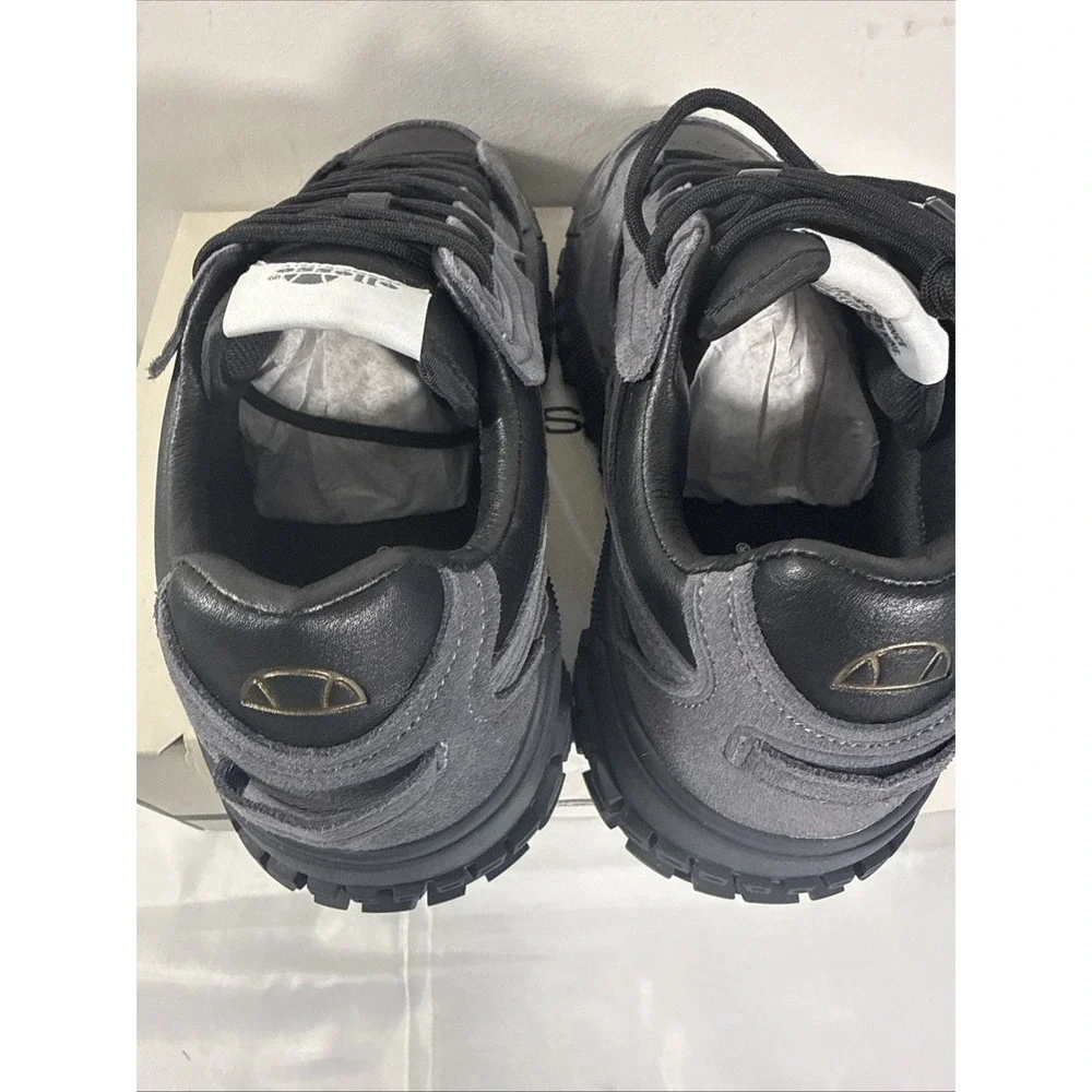Ellesse LSR80 Sneakers Men's Chunky Trail Shoes Black Gray Suede Leather NIB 8.5